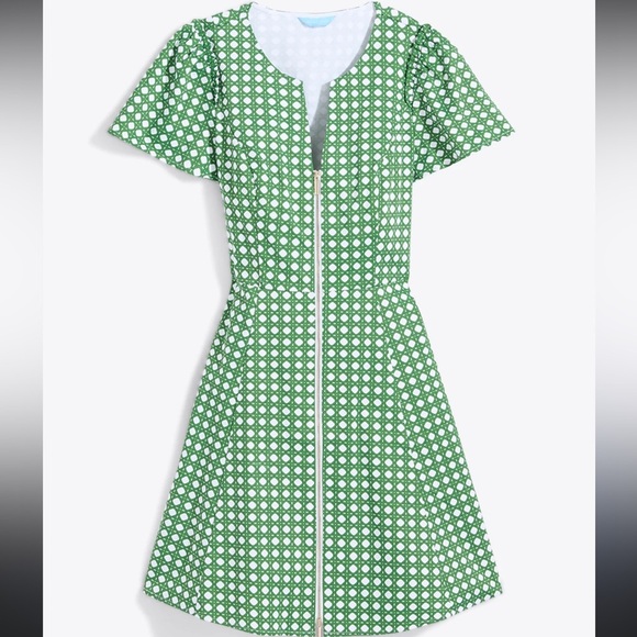 Draper James Green and White Mini Dress Mae Love Circle Rattan - Picture 4 of 7